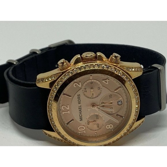 Michael Kors MK5263 Women\'s Leather Analog Rose Di main image 8